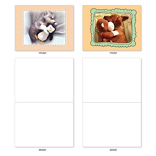 10 Assorted Puppy Note Cards w/ Envelopes (Small 4 x 5.12 Inch) - Assortment of All Occasion 'Cuddle Buddies' Blank Greeting Cards - Sleeping Dogs w/ Stuffed Animals - Notecard Stationery M6469OCBsl - Thumbnail 5