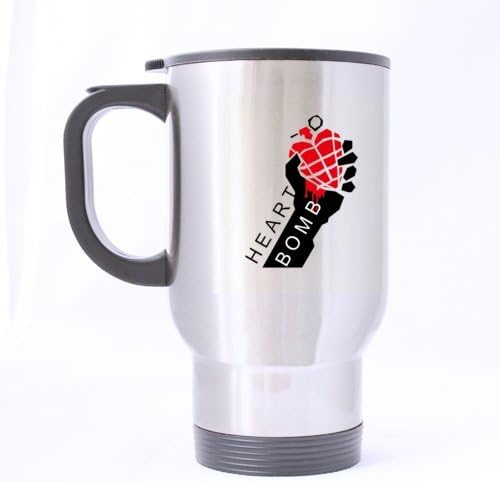 Funny Cool Design Cute Hand Holding Red Heart Bomb (Twin Side) Custom Travel Coffee/Tea Mug (Sliver/14Ounce)