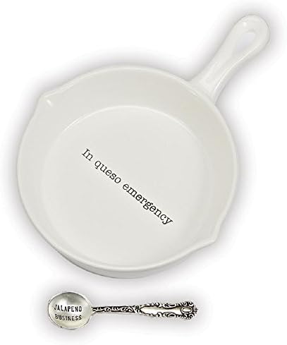 "In Queso Emergency" Warming Serving Skillet Set, 1 1/2" x 11 1/2".