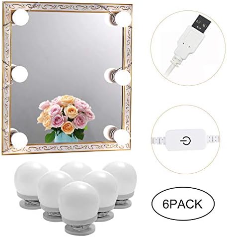 女優ライト Aiboo おトク メイクアップライト ハリウッドライト Diy 6個led電球 明るさ10段階調整 ドレッサーライト Usb給電 高輝度 写真館用 化粧台 洗面台 4000k ドレッサー 省エネ 美容室 取り付け簡単