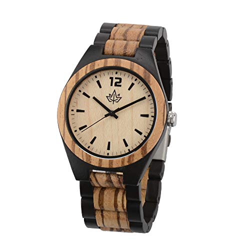 Wooden Watch for Men - Watch and Strap Made of Wood. Large Easy to Read Face. Japanese Quartz Movement. Casual and Sporty with Bonus Credit Card Holder in a Stylish Gift Box. by Wood Stadium