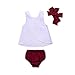 Imcute Toddler Baby Girls White Tank Vest Top Cross Back+Wine Ruffle Shorts+Headband 3Pcs Outfits Set (12-18 Months, A)