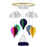 KATUMO Baby Crib Mobile, Handmade Baby Mobile Infant Toy Hanging Rotating Hot Air Balloons and Clouds Nursery Bed Decoration Crib Mobile for Night Boys Girls Baby Shower, Unique Crib Mobile Décor