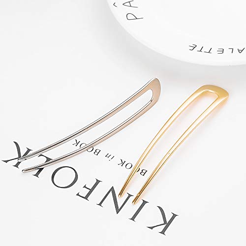 Luckycivia 4 Pcs U-Shape Hairpins, Simple Metal U Shaped Hair Pin, Vintage Hair Stick, Hairstyle Chignon for Women Girls - Thumbnail 2