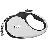 TUG Patented 360° Tangle-Free, Heavy Duty Retractable Dog Leash For Up To 110 lb Dogs; 16 ft Strong Nylon Tape/Ribbon; One-Handed Brake, Pause, Lock …