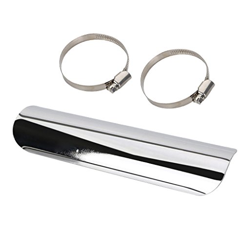 Universal Motorcycle Exhaust Muffler Pipe Heat Shield Cover Heel Guard For Honda Yamaha Suzuki Kawasaki (Chrome)