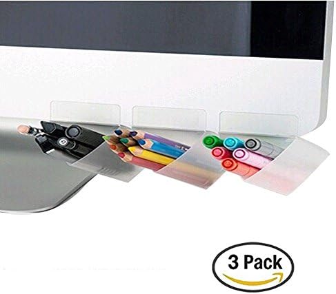 Diy Screen Pen Pencil Holders Self-adhesive Computer Desktop Monitor Organizers for Office Desk Original Storage Bags-Pack of 3(Triangle)