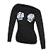 Ybenlow Women's Long Sleeve Chic Seashells Slouchy Pullover Sweatshirt Tops (Large, Black-1)