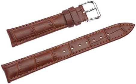 Uyoung 22mm Men's Brown Genuine Leather Alligator Grain Watch Band
