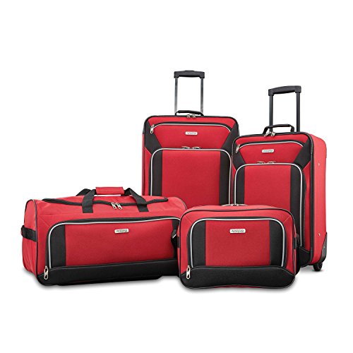 American Tourister 4-Piece Set, Red/Black
