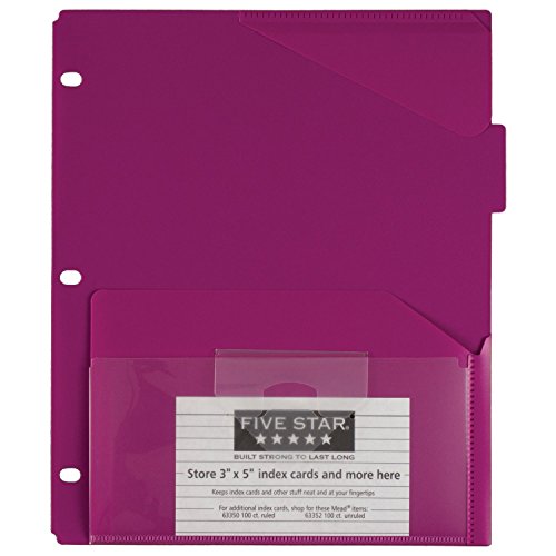 Five Star Binder Dividers, Flex, NotePocket, 3 Tabs, Teal, Purple, Lime