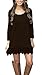 MiYang Women's Long Sleeve A-line Lace Stitching Trim Casual Dress L Brown