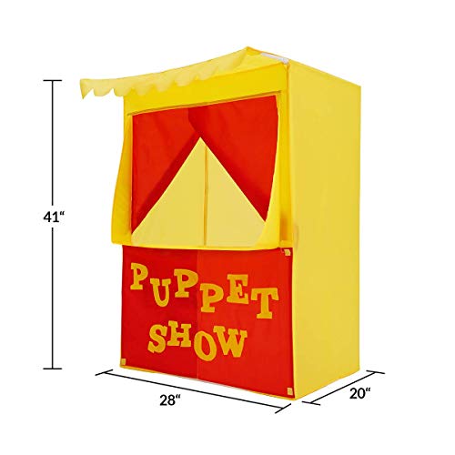 Puppet Theater Teepee Tent for Kids, Changeable Play Tent Foldable Puppet Show Playhouse for