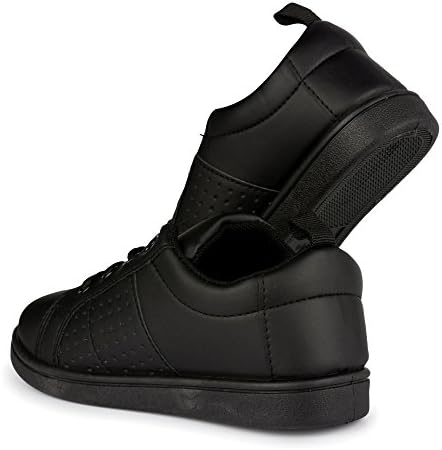 [SCK312-BLK-T6] Chillipop Unisex Lace Up Tennis Sneakers for Boys, Girls, Toddler &amp; Baby – Faux Leather Upper, In Different Colors