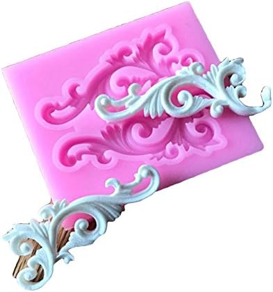 FOReverweihuajz 3D Baroque Style Relief Flower Silicone Fondant Mold,Flower Vine Cupcake/Chocolate/Sugar Craft/Clay/Gumpaste Decorating Tools - 4 Types is Available