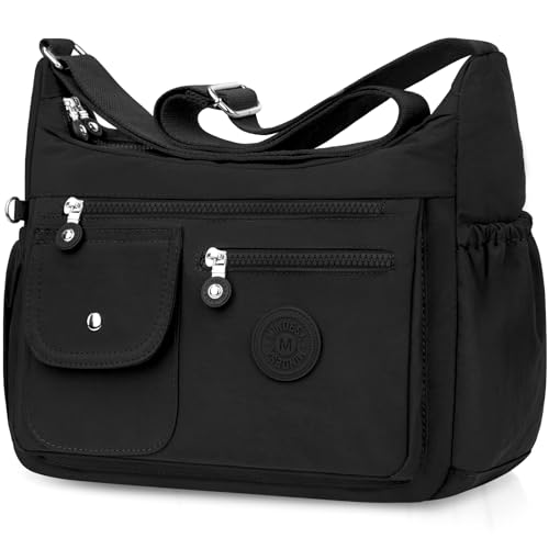 BTNEEU Women's Shoulder Bag Nylon Handbags Large Waterproof Multipocket Leisure Messenger Bags with Adjustable Shoulder Strap Messenger Bag for Shopping, Work, Travel