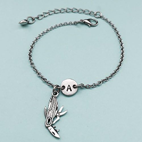 Swiss Army knife charm bracelet, Swiss Army knife charm, adjustable bracelet, knife, personalized bracelet, initial bracelet, monogram