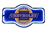 Chevrolet Chevy Super Service Garage - Reproduction Vintage Advertising Marquee Sign - Battery Powered LED Neon Style Light - 17 x 10 x 3 Inches