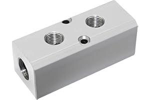 MARSTEK Air Manifold, 2 Way 4 Port Air Compressor Manifold, Aluminum Air Hose Inline Manifold Block Splitter, Pneumatic Manifold Air Distribution Block, NPT 1/2 Inch Supply Port, NPT 1/4 Inch Output Port