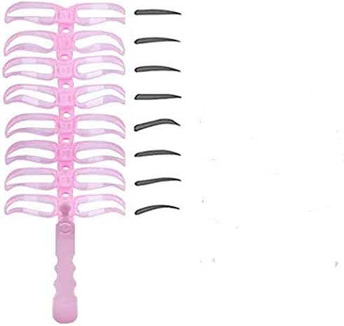YYE Eyebrow Stencils,Eyebrow Template Stencil,Eyebrow Shaping Kit,8 Styles Reusable Eyebrow Templates Tool with Handle,for Woman（Pink）
