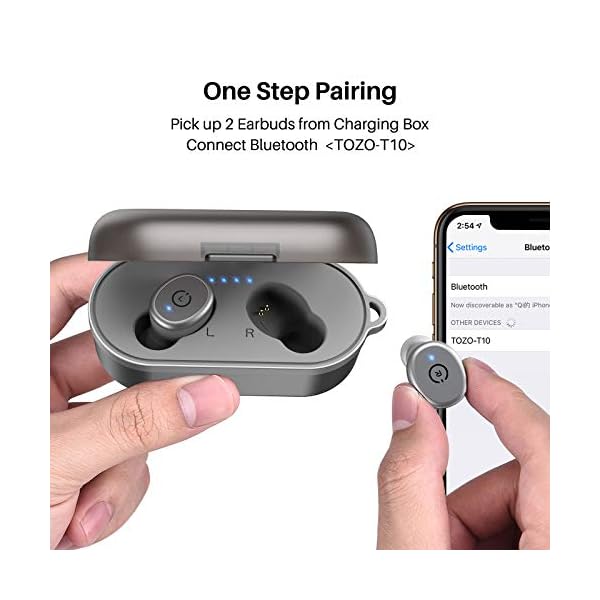 TOZO-T10-TWS-Bluetooth-50-Earbuds-True-Wireless-Stereo-Earphones-Headphones-IPX8-Waterproof-in-Ear-Wireless-Charging-Case-Built-in-Mic-Headset-Premium-Sound-with-Deep-Bass-for-Running-Sport-Gray TOZO T10 Bluetooth 5.3 Earbuds True Wireless Stereo Earphones Headphones IPX8 Waterproof in Ear Wireless Charging Case…