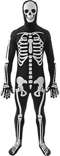 Lyfree Hallowmas Cosplay Clothing Series Long Sleeve Skeleton Print Dress for family (M, MENS)