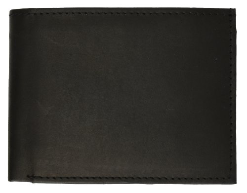 Marshal Wallet Genuine Leather Men Bifold Flap Up Wallet Hidden Money Pocket (Black)
