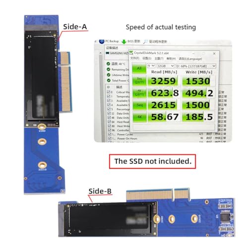 chenyang M.2 NVMe to PCIe 3.0/4.0 X8 Adapter Dual NVMe/AHCI SSD to PCI Express Gen4 Expansion Adapter