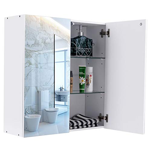 Tangkula Bathroom Medicine Wide Wall Mount Mirrored