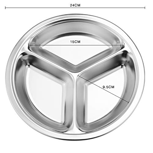 Stainless Steel Divided Plates - 3/4/5 Compartment Meal Trays For Camping, School & Office