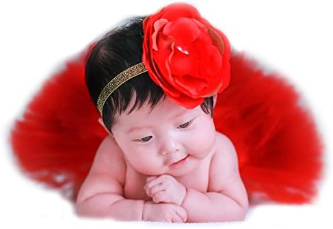 AONMY Baby Photography Prop Newborn Baby Infant Lovely Costume TuTu Dress Flower Headband 0-3 Month (Red)