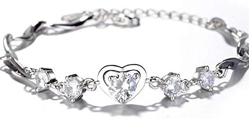 Casadeiy Fashion Girls Heart Bracelet Lady Chain Women Jewelry Gifts (N)