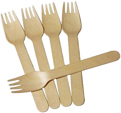 CHHR 6" Length Wooden Disposable Fork Birch Wood Cutlery (50)