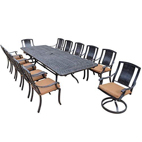 Amazon Com 13 Piece Aged Black Finish Aluminum Outdoor Furniture