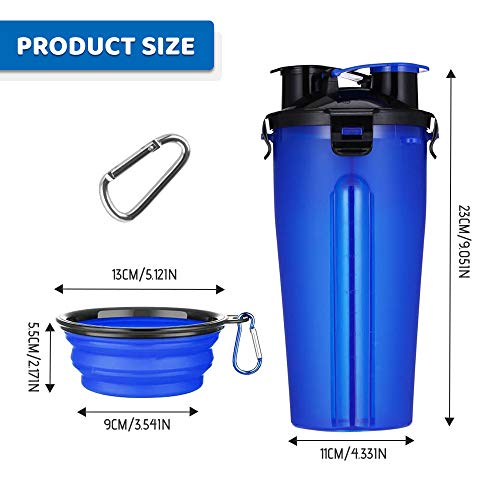 NINEMAX 2-in-1 Dog Water Bottle with Collapsible Dog Bowls,Portable Dog Food Container and Water Dispenser for Traveling… - Image 3