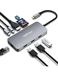 Falwedi - Hub USB tipo C 9 en 1 con Ethernet, 4 K a 30 Hz, HDMI, USB-C PD 3.0, puerto de datos USB-C, 3 USB-A 3.0, lector de tarjetas SD TF, compatible con MacBook Air Pro y otros portátiles tipo C