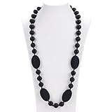 Consider It Maid Silicone Teething Necklace for Mom to Wear - FREE E-BOOK - BPA FREE and FDA Approved - Peas in a Pod (Black)