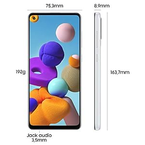 Samsung Galaxy A21s, Smartphone, Display 6.5" HD+, 4 Fotocamere Posteriori, 32 GB Espandibili, RAM 3 GB, Batteria 5000 mAh, 4G, Dual Sim, Android 10, Bianco - immagine 4