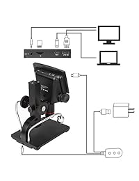 Koolertron 5 inch LCD 1080P HDMI AV USB microscopio Digital con función de atril ajustable, 8 LED ajustable fuente de luz, cámara grabadora de vídeo