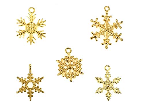 Kinteshun Assorted Christmas Snowflake Charms Xmas Pendant for Holiday DIY Jewelry Making Findings(100 Grams,About 90pcs,Gold Tone) - Thumbnail 4