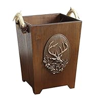 YJWOZ Wood Grain Carving Trash Can/Home Living Room Portable Recycling Bucket 36 × 25 × 25cm Trash can