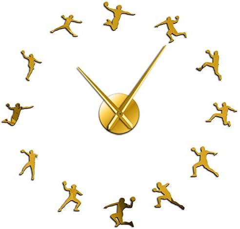 Amazon Co Jp 壁掛け時計 掛け時計 ウオールクロック サイレント 連続秒針 おしゃれ 北欧 可愛い ハンドボール 選手アクリルシルエットミラーステッカーdiy壁アート巨大壁時計ティーンエイジャールームスポーツ装飾ハンドボールコーチギフト 大文字 電池式 現代 オフィス