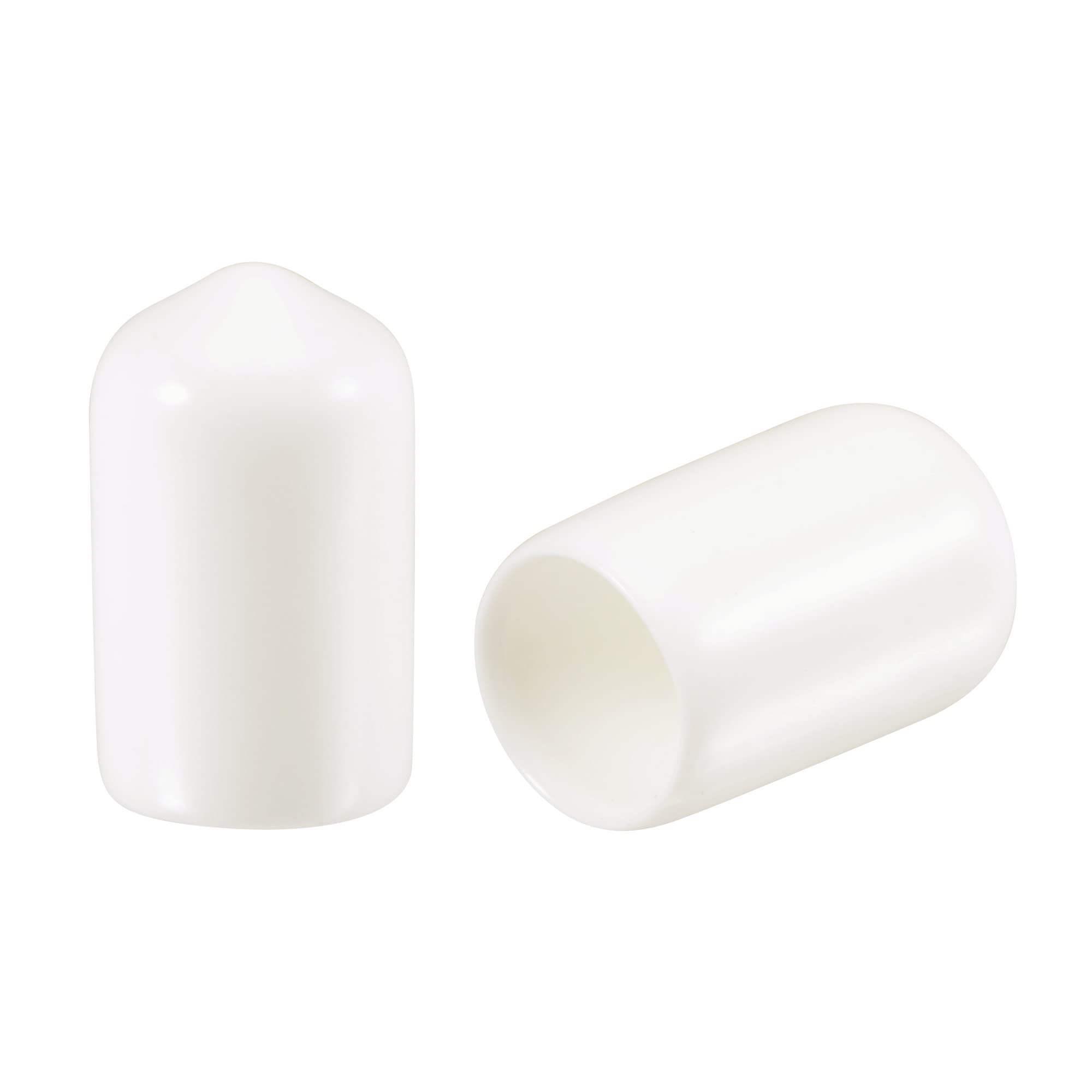 sourcing map 100pcs Round Rubber End Caps 3/8"(10mm) White Vinyl Cover Screw Thread Protectors