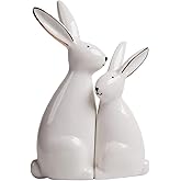 HAUCOZE 2pcs Rabbit Statue Bunny Decor Geometric Arts Modern Figurine Polyresin 7.6inch