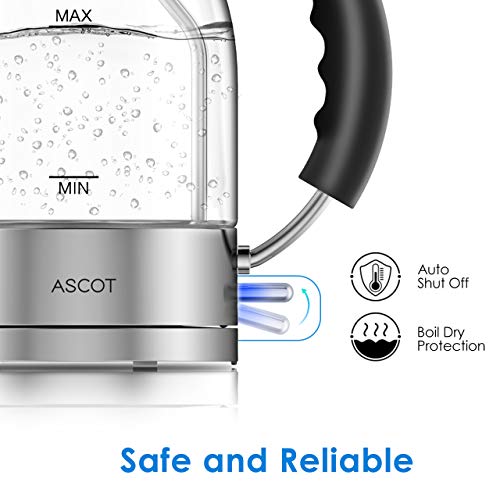 KettlesElectricGlassWaterKettle, ASCOT Tea Heater & Hot Water
