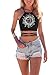 JomeDesign Womens Summer Halter Cross Hollow Boho Bandage Tank Camis Crop Top VestOne SizeMandala Sun Moon