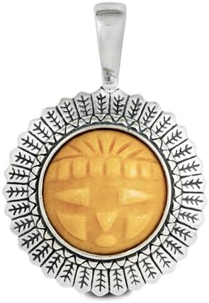 Sterling Silver Yellow Jasper Sun Face Pendant