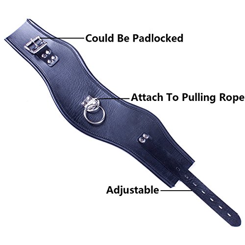 image for Adavidsource Locking O Ring Choker Collar Adjustable Faux Leather Neck