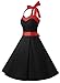 DRESSTELLS Vintage 1950s Cocktail Dress for Women, 50s 60s Retro Pinup Formal Wedding Guest Tea Party Halter Rockabilly Audrey Hepburn Swing Dress Black 2XL