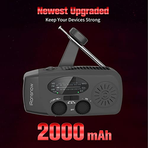 iRonsnow Solar Emergency NOAA Weather Radio Dynamo Hand Crank Self
